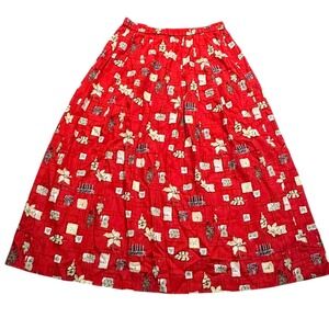 VTG Pendleton Long Maxi Skirt Women's size 12 floral red full graphic rayon USA
